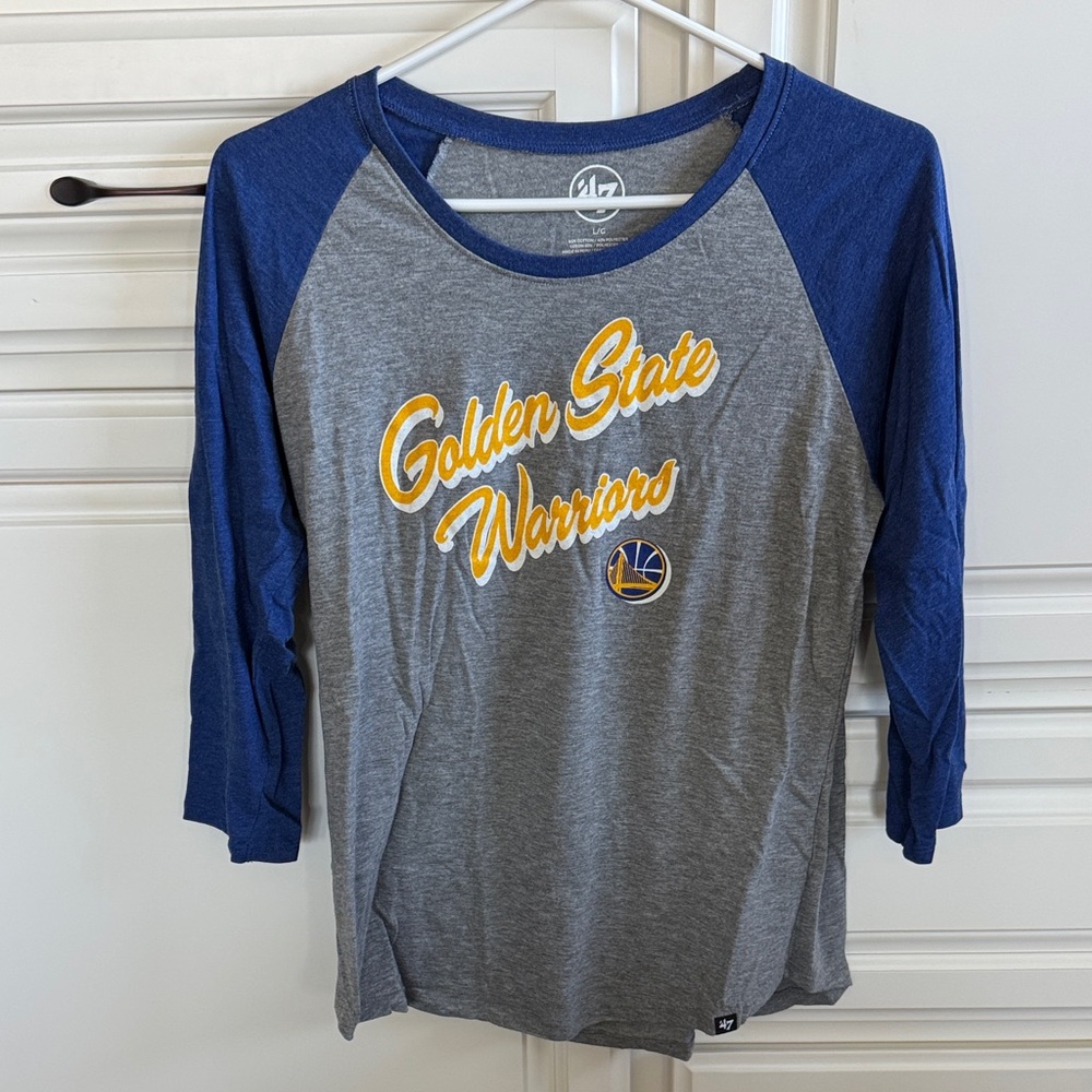 47 Brand Golden State Warriors Gray and Blue Long Sleeve Tee
